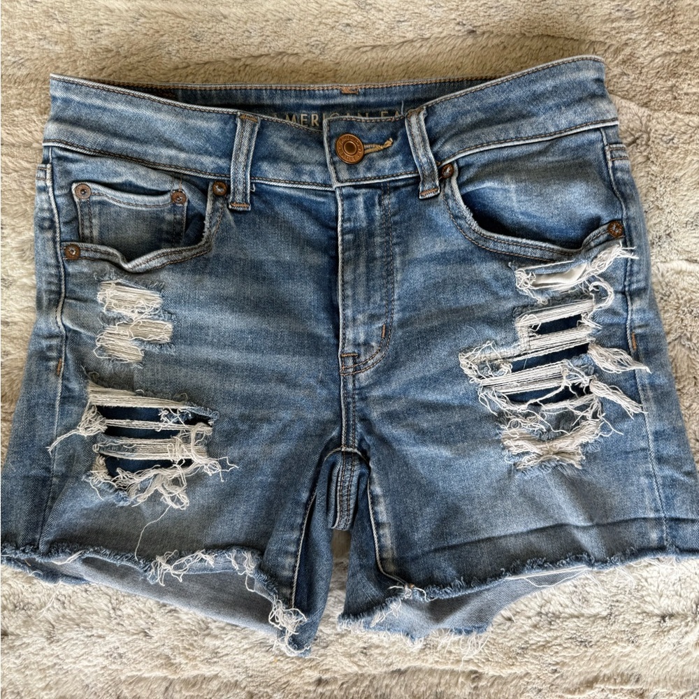 American Eagle Outfitters Next level stretch  Women's Distressed Midi Shorts
